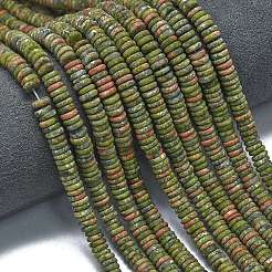 Frosted Natural Unakite Beads Strands&nbsp;G-K389-C21-01