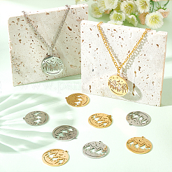 12Pcs 2 Colors 201 Stainless Steel Pendants&nbsp;STAS-DC0011-01