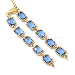 Brass Glass Rectangle Link Bracelet Making&nbsp;AJEW-JB01649