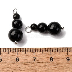 Natural Obsidian Round Beaded Pendants&nbsp;PALLOY-JF02867-07
