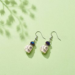 Synthetic Magnesite with Glass Beaded Dangle Earrings&nbsp;EJEW-JE05054-02