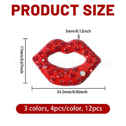 12Pcs 3 Colors Alloy Rhinestone Cabochons&nbsp;ALRI-CA0001-16