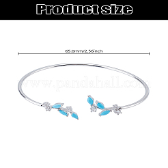 1Pc Brass Micro Pave Cubic Zirconia Open Cuff Bangles&nbsp;BJEW-LP0003-34P