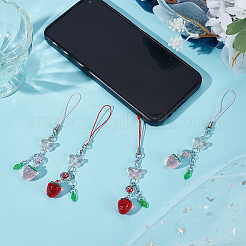 4Pcs 2 Style Glass & Acrylic Mobile Straps&nbsp;HJEW-DR00055