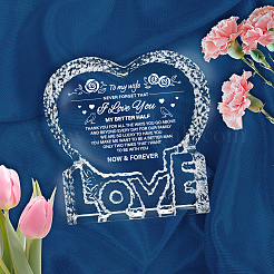 Heart with Word K9 Glass Figurines&nbsp;DJEW-WH0026-003