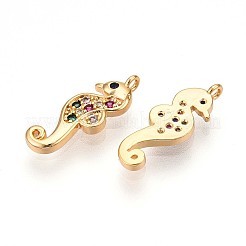 Brass Micro Pave Cubic Zirconia Pendants&nbsp;X1-KK-N261-16G