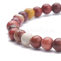 Natural Mookaite Round Beaded Stretch Bracelet&nbsp;BJEW-JB07904-01