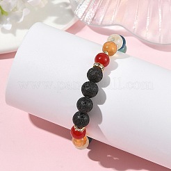 9MM Natural Carnelian & Lava Rock & Rose Quartz & Heated Citrine & Apatite & Amazonite & Quartz Beaded Stretch Bracelets&nbsp;BJEW-JB14266
