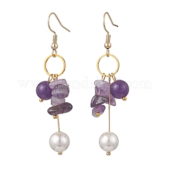2 Pairs Natural Amethyst & Lapis Lazuli Dangle Earrings&nbsp;EJEW-JE06829