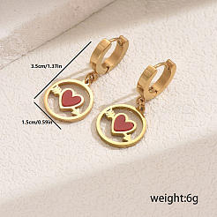 201 Stainless Steel Flat Round with Hollow Heart Hoop Earrings Daily Holiday Accessories&nbsp;OM1741-1