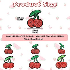 25Pcs 5 Styles Cherry Felt Fabric with Glitter Sequins Iron on/Sew On Patches&nbsp;PATC-CJ0001-02