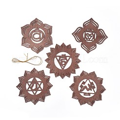 DIY Unfinished Bohemian Meditation Energy Symbol Wood Pendant Decoration Kits&nbsp;DIY-B060-03