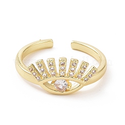 Clear Cubic Zirconia Eye Open Cuff Ring&nbsp;RJEW-E072-16G