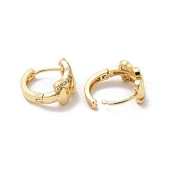 Brass with Clear Cubic Zirconia Hoop Earrings&nbsp;EJEW-B035-45KCG