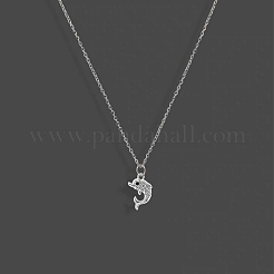 Summer Beach Alloy Crystal Rhinestone Dolphin Pendant Necklaces for Women&nbsp;WGD6FD6-01