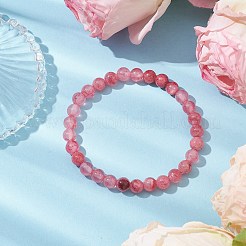 6.5mm Dyed Natural Green Jade Round Beaded Stretch Bracelets for Women&nbsp;BJEW-JB10844-02