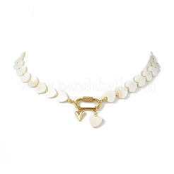 Heart Natural Freshwater Shell Beaded Necklaces with 304 Stainless Steel Screw Carabiner Lock&nbsp;NJEW-JN06202