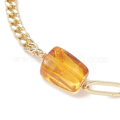 Rectangle Natural Amber Bead Link Bracelets&nbsp;BJEW-JB13365