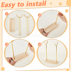 Alloy Crystal Wand Display Stands with Wooden Base&nbsp;BDIS-WH0014-07B-G