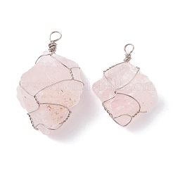 Rough Raw Natural Quartz Crystal & Rose Quartz & Fluorite & Amethyst Wire Warpped Pendants&nbsp;PALLOY-JF01165