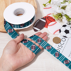 25 Yards Sport Ball Theme Printed Polyester Grosgrain Ribbon&nbsp;OCOR-WH20002-03A-01