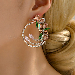 Golden Brass Micro Pave Cubic Zirconia Dangle Stud Earrings&nbsp;ZW5903-1