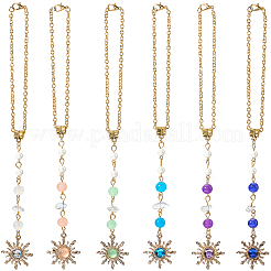 6Pcs 6 Colors Glass & Alloy Resin Pendant Decorations&nbsp;HJEW-SC0002-67