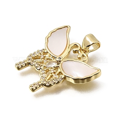 Brass Micro Pave Clear Cubic Zirconia Pendants&nbsp;CU-CBAF50C-02B-G