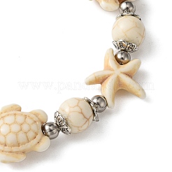 Starfish & Tortoise Synthetic Turquoise Beaded Stretch Bracelets & Dangle Earrings Kits&nbsp;SJEW-JS01311-01