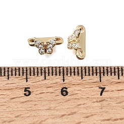 Brass Micro Pave Clear Cubic Zirconia 2-Loop Butterfly Spacer Bars&nbsp;KK-C258-14LG