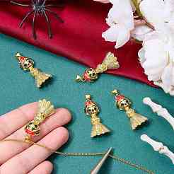 5Pcs Brass Micro Pave Cubic Zirconia Pendants&nbsp;KK-SZ0008-13