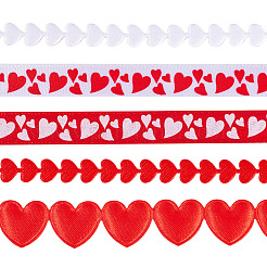 3 Rolls 5 Styles Valentine's Day Polyester Lace Ribbons&nbsp;OCOR-TA0002-19