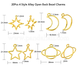 20Pcs 4 Style Alloy Open Back Bezel Pendants&nbsp;PALLOY-CJ0002-11