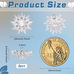 6PCS Brass Micro Pave Clear Cubic Zirconia Buttons&nbsp;KK-FG0001-26B