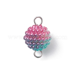 Imitation Pearl Acrylic Round Berry Connector Charms&nbsp;PALLOY-JF04422-01