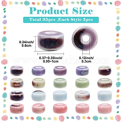 35Pcs 7 Styles Glazed Porcelain Beads&nbsp;PORC-YW0001-59