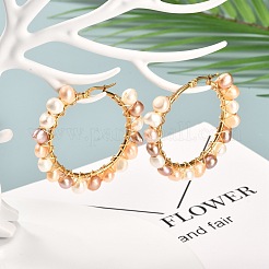 Vintage Natural Pearl Beads Earrings for Girl Women&nbsp;EJEW-JE04643-04