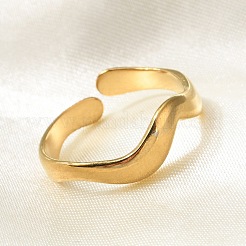 304 Stainless Steel Open Cuff Rings for Women&nbsp;STAS-D085-08G