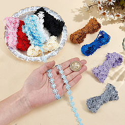 10 Colors Polyester Flower Embroidery Lace Ribbon&nbsp;OCOR-MA0001-88