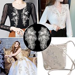 2Pcs 2 Style Flower of Life Pattern Polyester Computerized Embroidery Appliques&nbsp;DIY-GF0006-90