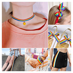 30M 3 Colors Rainbow Color Polyester Stripe Ribbons&nbsp;OCOR-TA0001-77