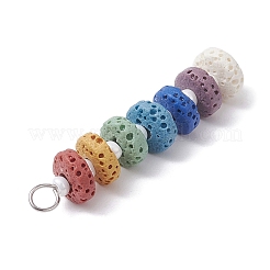 Chakra Natural Lava Rock Dyed Beaded Pendants&nbsp;PALLOY-JF02545-02