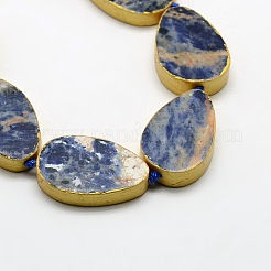 Flat Teardrop Natural Sodalite Bead Strands&nbsp;G-N0119-06