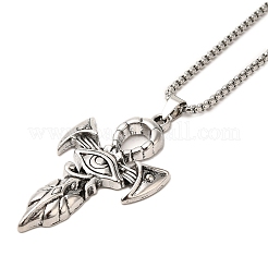 Alloy Eye of Ra Ankh Cross Pendant Necklaces&nbsp;NJEW-R001-04P