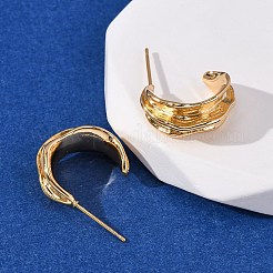 Brass C-Shaped Stud Earrings&nbsp;EJEW-A143-05G