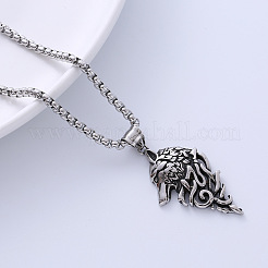 Viking Pirate Wolf Head 304 Stainless Steel Pendant Necklaces&nbsp;LU3872