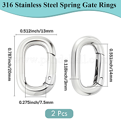 2Pcs 316 Stainless Steel Spring Gate Rings&nbsp;STAS-BBC0007-84