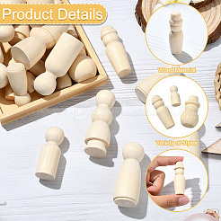 29Pcs 29 Styles Unfinished Schima Wood Puppet&nbsp;WOOD-CJ0002-53
