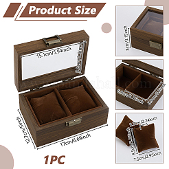 2-Slot Wood Watch Storage Boxes&nbsp;OBOX-WH0089-261