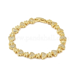 Brass Micro Pave Clear Cubic Zirconia Link Chain Bracelets for Women&nbsp;BJEW-P366-01A-G